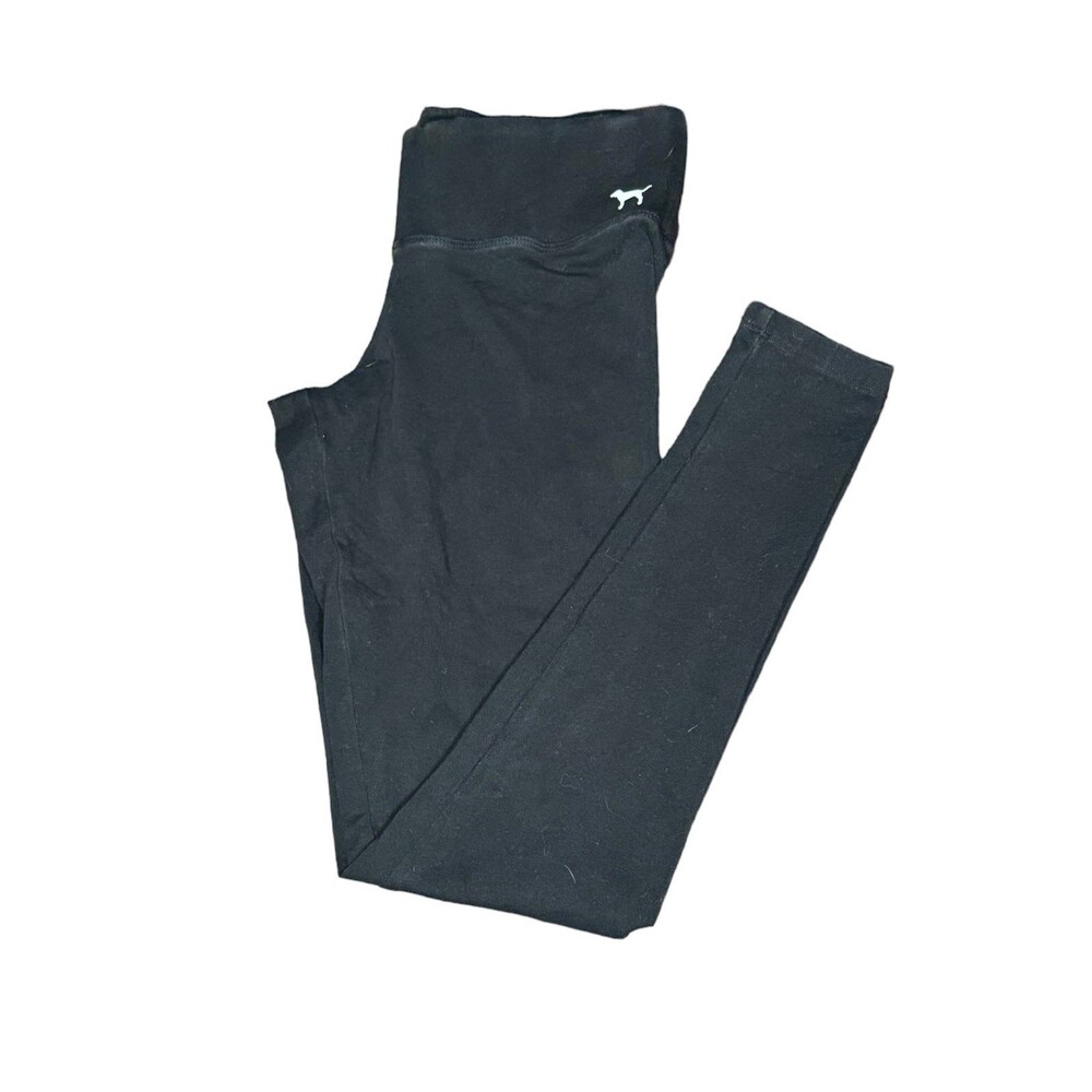 Victorias Secret Pink Yoga Leggings Black Thick Waistband Classic Size XS